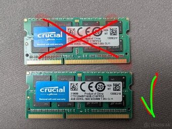 Predám RAM 4GB DDR3L Crucial pre notebook