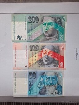 Slovenske bankovky, 200sk 100sk 50sk