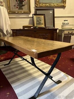 konferencny stolik, masiv, kovanie, v 50, d 115, h 47 cm