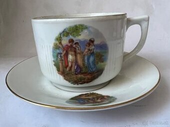 Starozitna vintage cca 100 rocna velka salka hrncek 3 gracie
