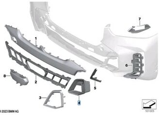 BMW X5 G05 2023+ vedenie vzduchu predného nárazníka