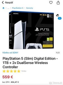 PS5 Slim + 2x ovládače