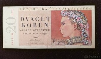 ČESKOSLOVENSKÉ BANKOVKY: 20-KORÚN-1949