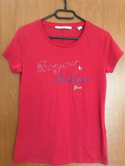 NOVÉ GUESS originál red dámske tricko S/M