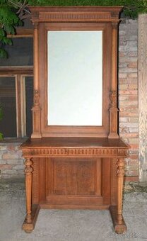 Drevená konzola so zrkadlom