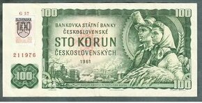 Staré bankovky 100 kčs 1961 SLOVENSKÝ KOLEK