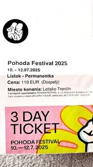 Predám 3dňový lístok na festival Pohoda 2025