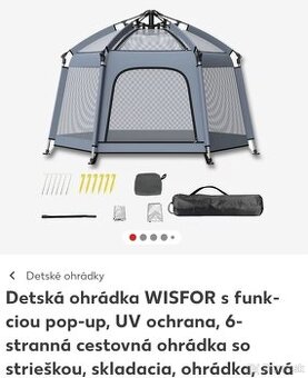 detská ohrádka ochrana pred slnkom