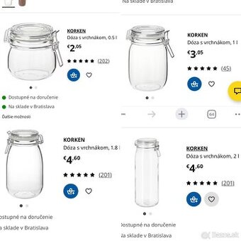 Sklené dózy a fľaše Ikea KORKEN 50% zľava