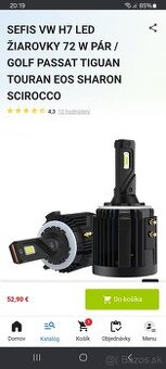 VW H7 led žiarovky
