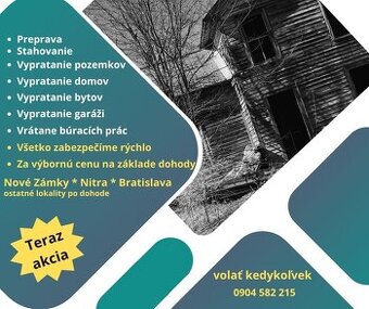 Sťahovanie, preprava, vypratávanie NR-BA-NZ-KN-SA