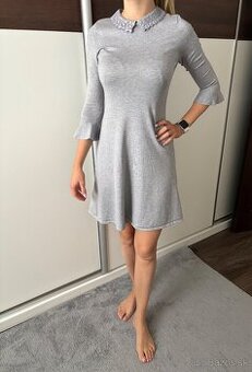 Esmara damske midi zimne saty, sive, dlhy rukav S/M