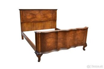 Antický dvojitá posteľ - 1950- Orechové drevo