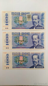 Bankovky 1000 Kčs UNC, rôzne typy a série - 1
