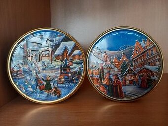 Staršie farebné plechové dózy - cena za 2ks spolu