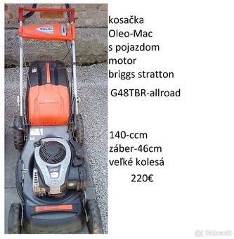 predám kosačku Oleo-Mac,ALKO,-MTD Black line,-Partner