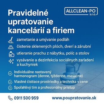 Pravidelné upratovanie kancelárií a firiem