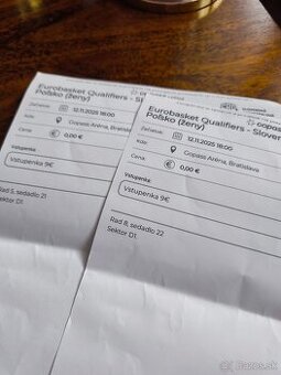 Lístky basketbal Slovensko - Poľsko dnes