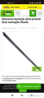 Predám Stieracie tesnenie okna predné l'avé vonkajsie Skoda