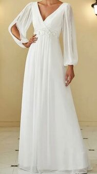 Biele spoločenské dlhé šaty č. 38/40