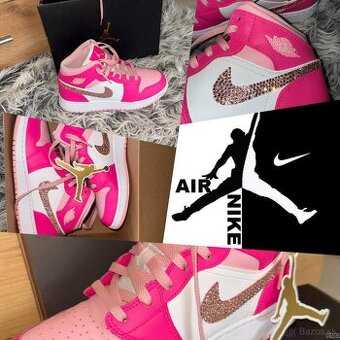 Nike Air Jordan 1 Mid GS Fierce Pink tenisky swarovski