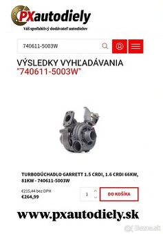 Turbo GARRETT 1,5 CRDi, 1.6 CRDi - 65kw, 81kw