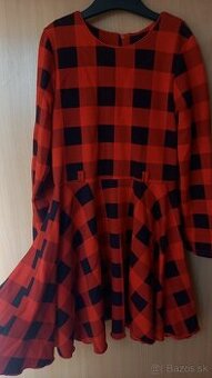 Červené kárované čaty s opaskom - 1