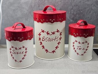 Plechovka na zákusky, cukor, čaj, kávu