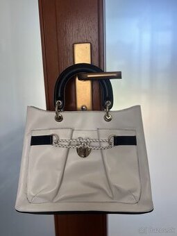 Talianska kabelka menšia, z tvrdej kože, biela