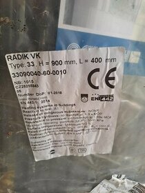 predám novy radiátor  Radik VK 33 , 900x400  - šedý