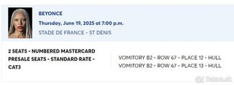 Beyonce Paris - Stade de France 19.6.2025