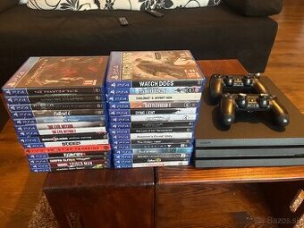 Ps4 Pro 1TB+2 ovládače+31 hier
