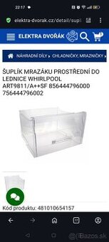 Stredný šuflík z mraziaka Whirlpool Art9811