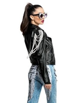 PUSH UP dámske svetlé džínsy s anjelskými krídlami vzadu