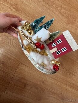 Vianočná dekorácia handmade na dreve