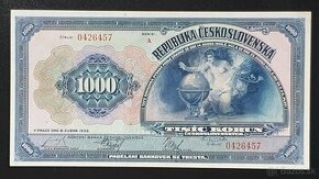 1000 Kč 1932 NEPERFOROVANÁ unikátna zachovalosť UNC RRR