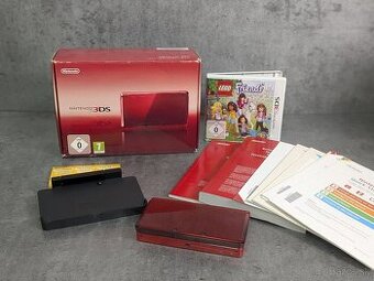 Nintendo 3DS, červené, hra LEGO Friends, orig. krabica, dock