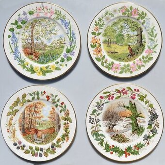 Sada 4 ks veľké porcelánové taniere - 4 ročné obdobia