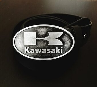 Luxusní kožený opasek s přezkou KAWASAKI - nový, nepoužitý