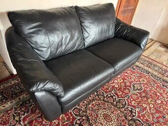 Černá kožená sedačka,5843