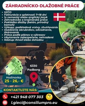 Hľadajú sa pracovníci na záhradnícko-dlažobné práce, Dánsko