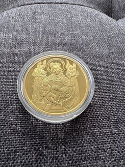 Medaila mosadzná pozlátená - Vianočná medaila v kapsli 19 g