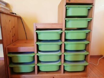 Borovica masív - detský regál TROFAST IKEA + úložné boxy