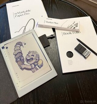 reMarkable Paper Pro (Farebný) + Marker Plus + Burgundy Foli