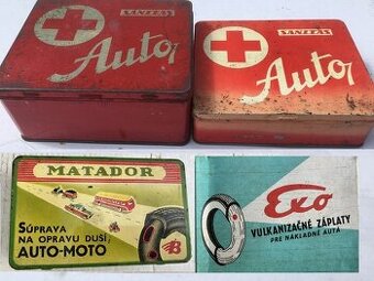 Plechové retro krabičky Matador a Sanitas ČSSR