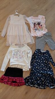 Balík oblečenia 122 - 128 - 134 šaty, sukňa, tričká