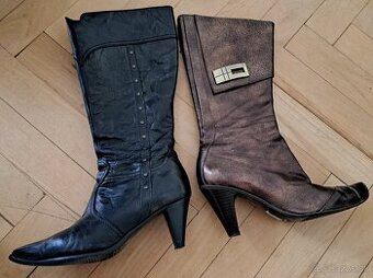 Cizmy  kozene cierne 38 a zlate 39