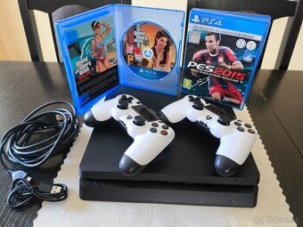Sony PlayStation 4 slim v záruke a 2x nový ovládač