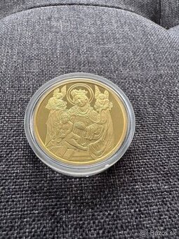 Medaila mosadzná pozlátená - Vianočná medaila v kapsli 19 g