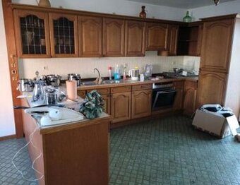 Rustikální dubová linka do U se spotřebiči,6236